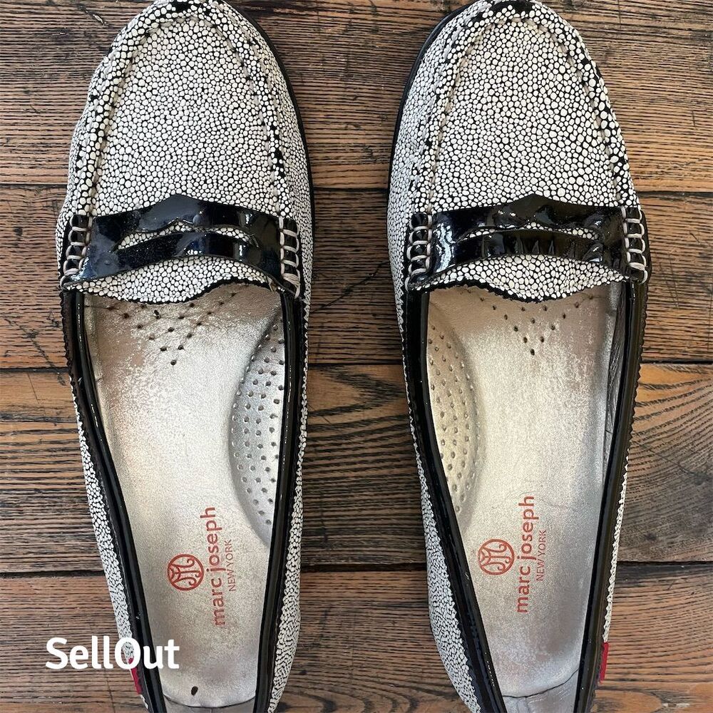 Marc Joseph Women's Black Stingray Driving Loafers Size 8 Casual Flats